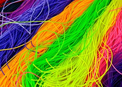 Colored plastic threads