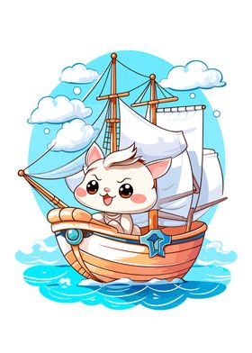 kawaii yacht cartoon