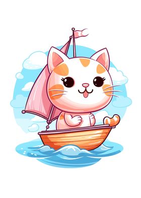 kawaii yacht cartoon