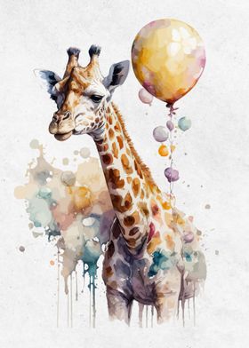 Watercolor Animals Giraffe