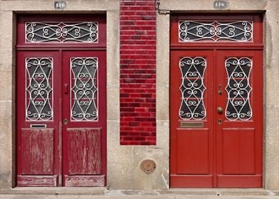 Two red doors