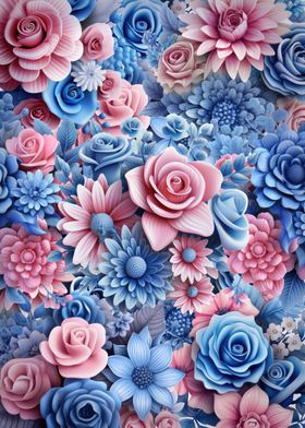 Pink and Blue 3D flower