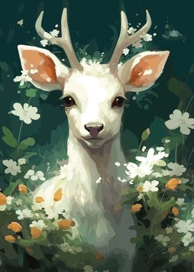 Deer With Flowers