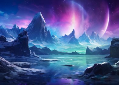 Blue Pink Aurora Borealis