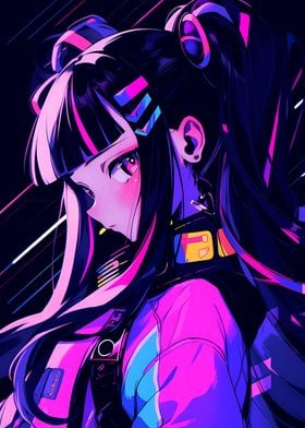 Anime Cyberpunk Cute Girl