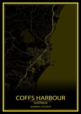 Coffs Harbour Yellow Map