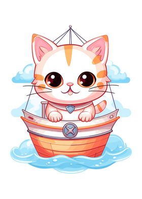 kawaii yacht cartoon