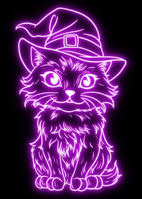 neon witch cat
