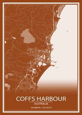 Coffs Harbour Brown Map