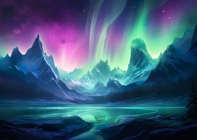 Green Pink Aurora Borealis