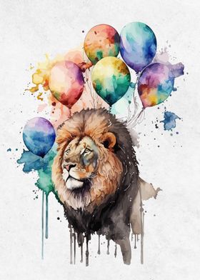 Watercolor Animals Lion