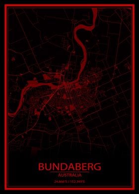 Bundaberg AUS Red City Map