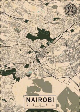 Nairobi City Map Vintage