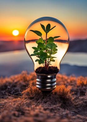 Lightbulb with plant 01