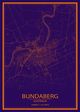 Bundaberg AUS Purple Map