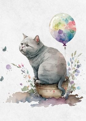 Watercolor Animal Dog Cat