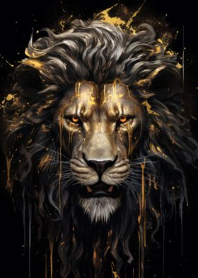 dark lion in gold