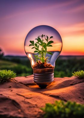 Lightbulb with plant 02