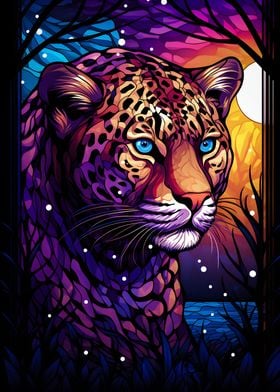 Leopard Stained glass