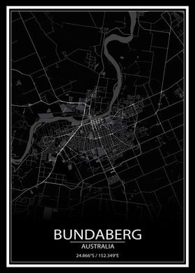 Bundaberg AUS Black Map