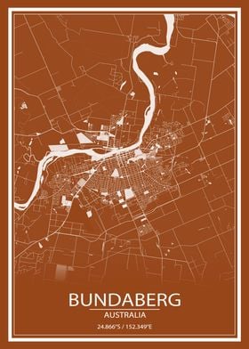 Bundaberg AUS Brown Map