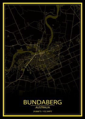 Bundaberg AUS Yellow Map