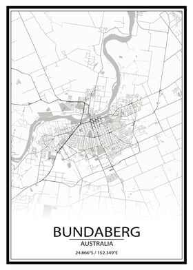 Bundaberg AUS White Map