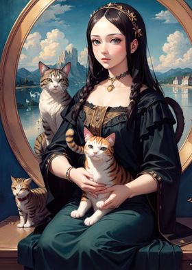 mona lisa her cat cute 