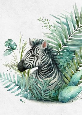 Watercolor Animals Zebra