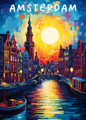 amsterdam travel poster 