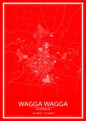 Wagga Wagga Red White Map