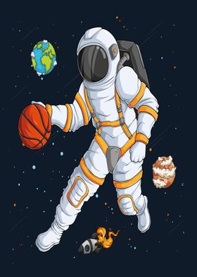 basketball astronaut art