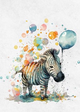 Watercolor Animals Zebra