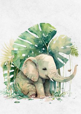 Watercolor Animal Elephant