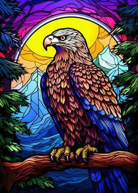 Eagle Colorful Stained gla