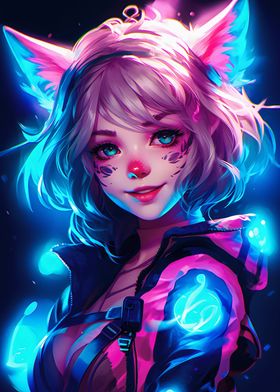 Neon Anime Cat Women