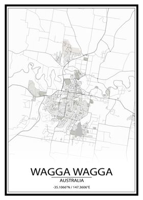 Wagga Wagga AUS White Map