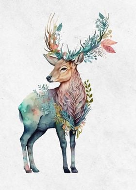 Watercolor Animal Deer