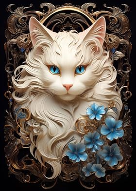 White Cat art nouveau gem