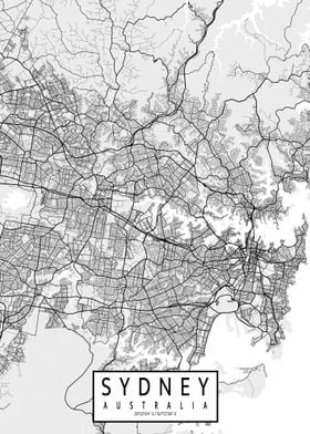 Sydney City Map Light