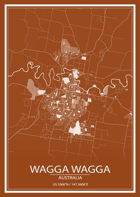 Wagga Wagga AUS Brown Map