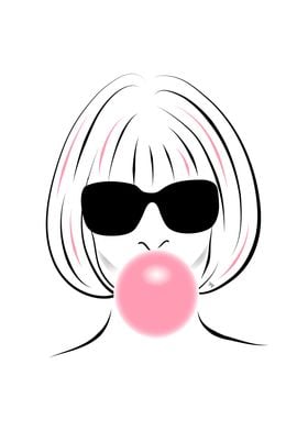 Pink Anna Wintour Portrait