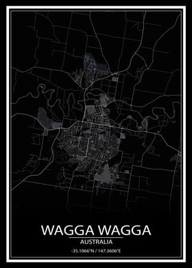 Wagga Wagga AUS Black Map