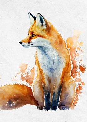 Watercolor Animals Fox