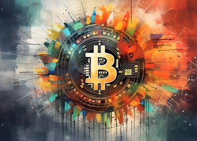 Abstract Bitcoin Logo Art