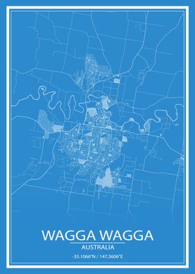 Wagga Wagga AUS Blue Map