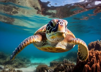 Sea Turtle underwater 