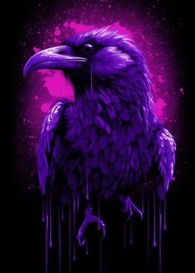 Crow Purple Neon Lights