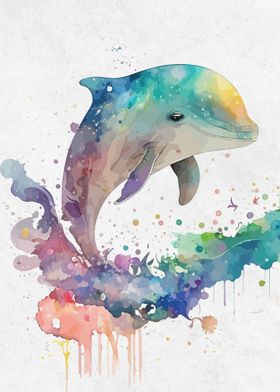 Watercolor Animal Dophin