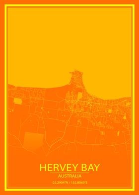 Hervey Bay AUS Orange Map